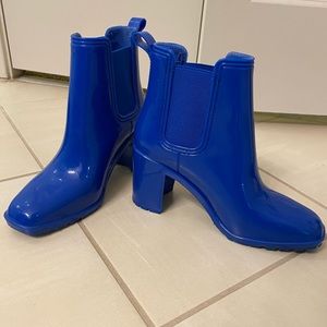 Blue Heeled Rain Boots